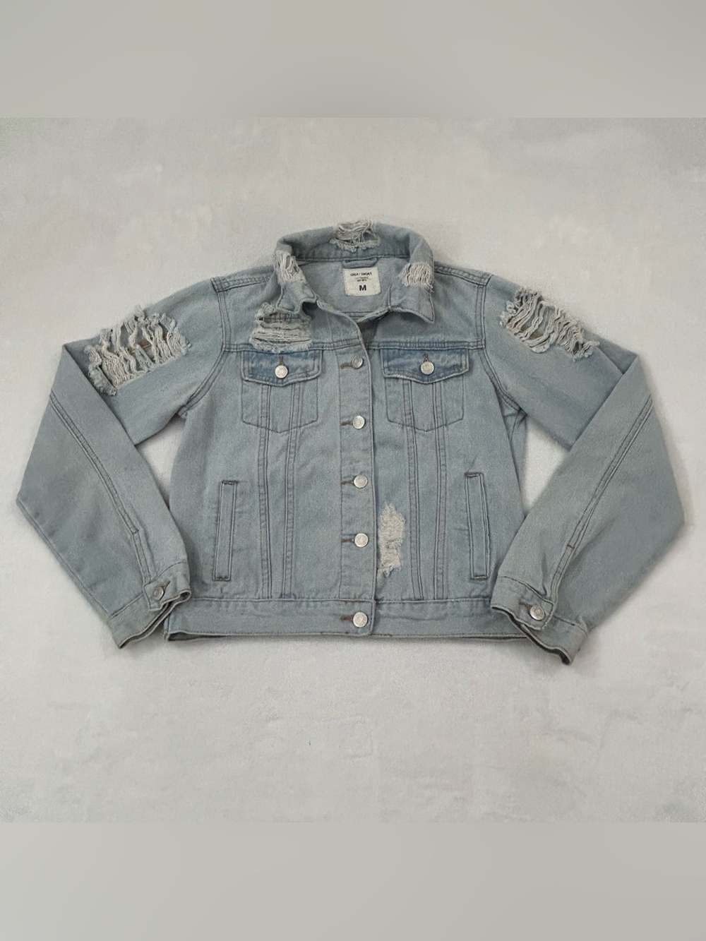 Great Smoky Los Angeles Distressed Light Blue Denim Jean Jacket Women’s Size M